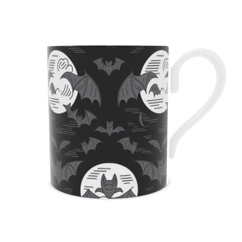 Halloween Bone China Mug with Bat Design