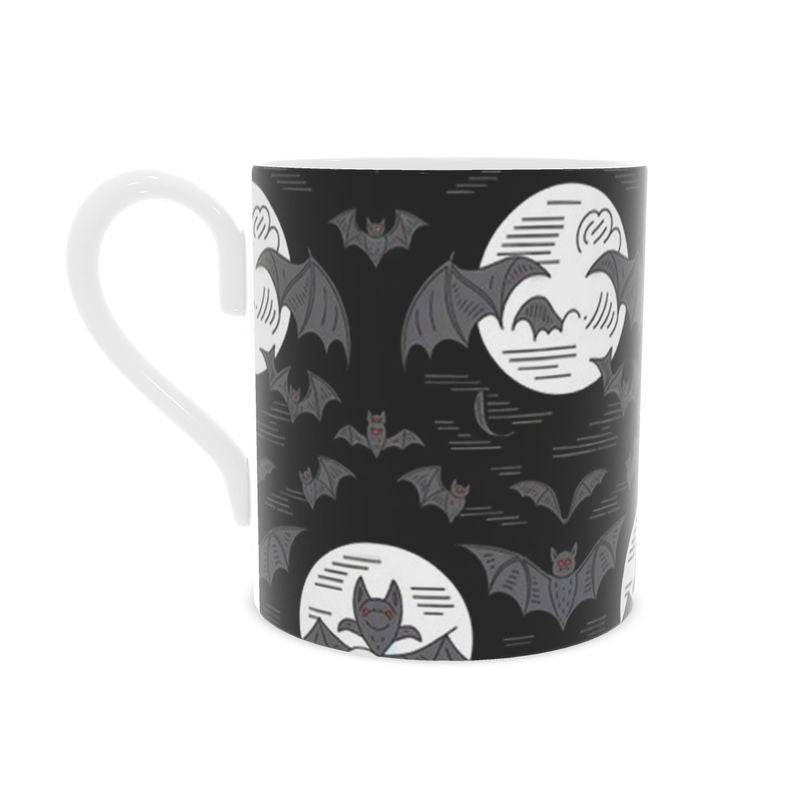 Halloween Bone China Mug with Bat Design