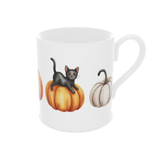 Spooky Halloween Black Cats Bone China Mug - Pumpkin Decor