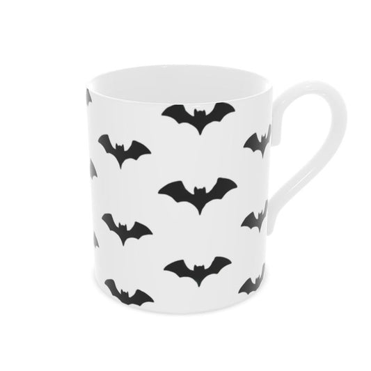 Elegant Halloween Mug with Black Bats - Bone China