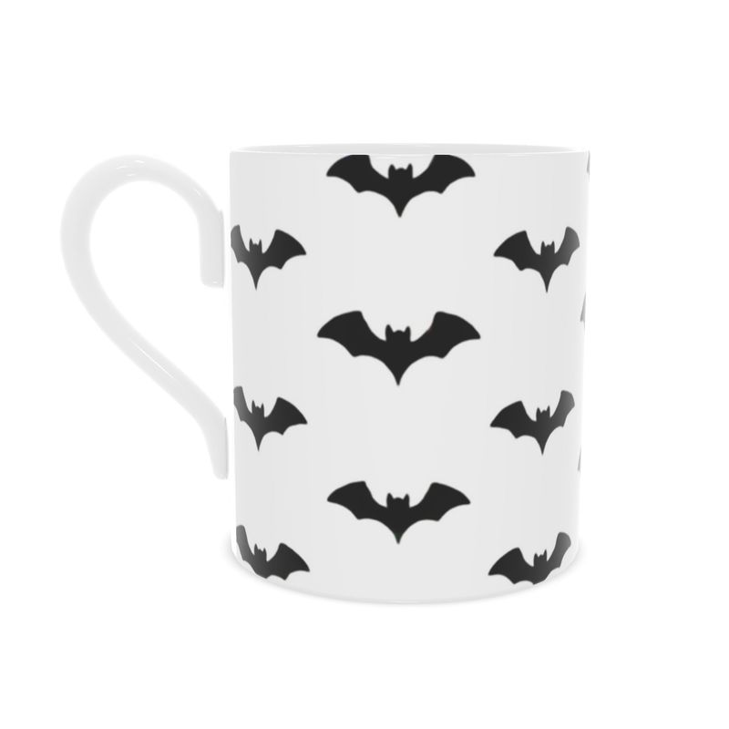 Elegant Halloween Mug with Black Bats - Bone China