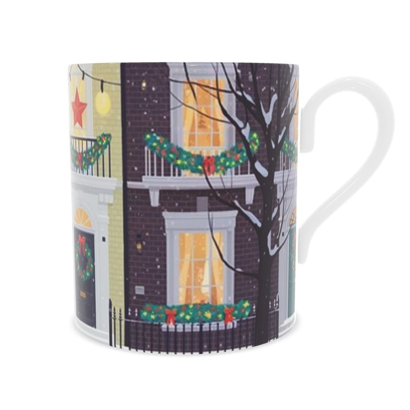 Festive Christmas in London Bone China Mug - Gift for Travelers