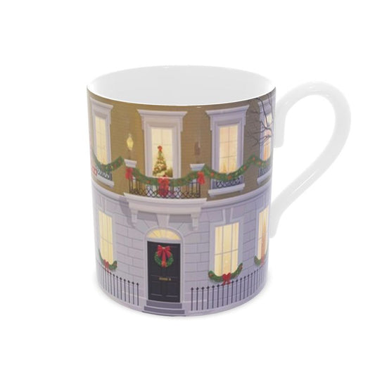 London Christmas Scene Mug - Elegant Bone China Mug