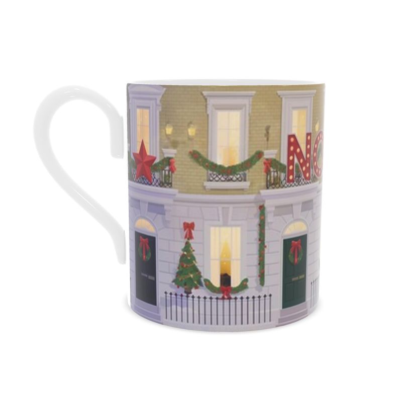 London Christmas Scene Mug - Elegant Bone China Mug