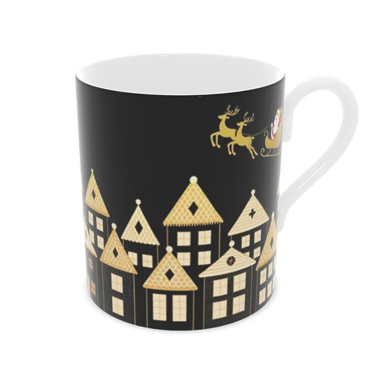 Christmas in London Rooftops Bone China Mug - Holiday Gift