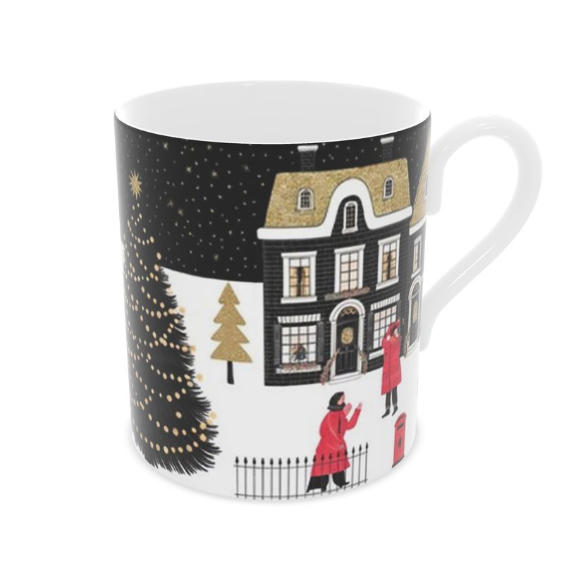 Elegant Christmas in London Bone China Mug - Festive Drinkware