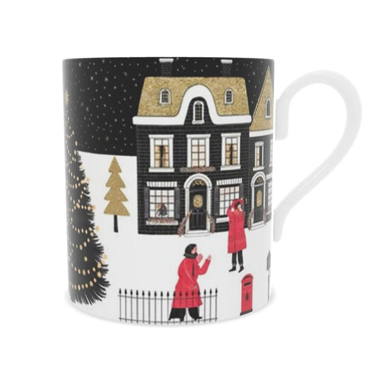 Elegant Christmas in London Bone China Mug - Festive Drinkware