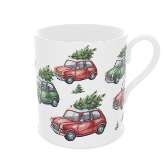 Christmas Trees Mini Car Bone China Mug - Unique Holiday Gift