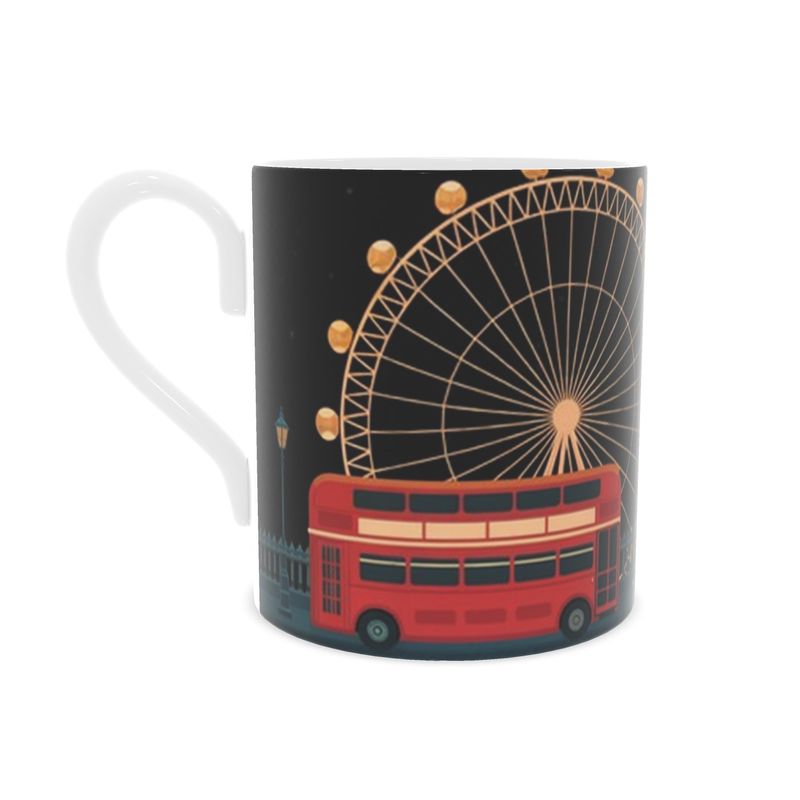 Festive London Bone China Mug - Christmas Gift for Her