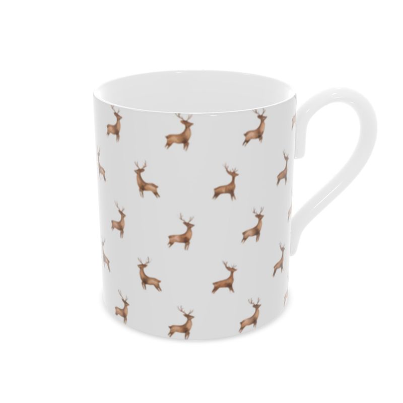 Elegant Christmas Stags Cup - Vintage Bone China Mug