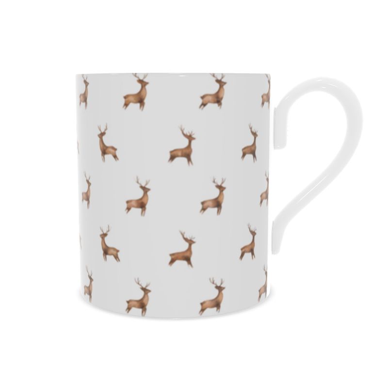Elegant Christmas Stags Cup - Vintage Bone China Mug