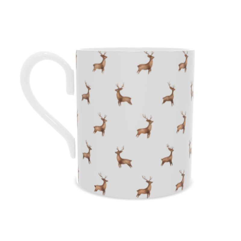 Elegant Christmas Stags Cup - Vintage Bone China Mug