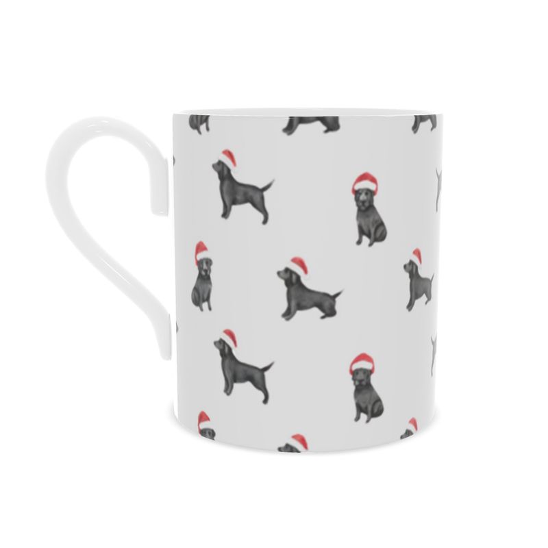 Christmas Black Lab Gift Idea - Elegant Bone China Mug