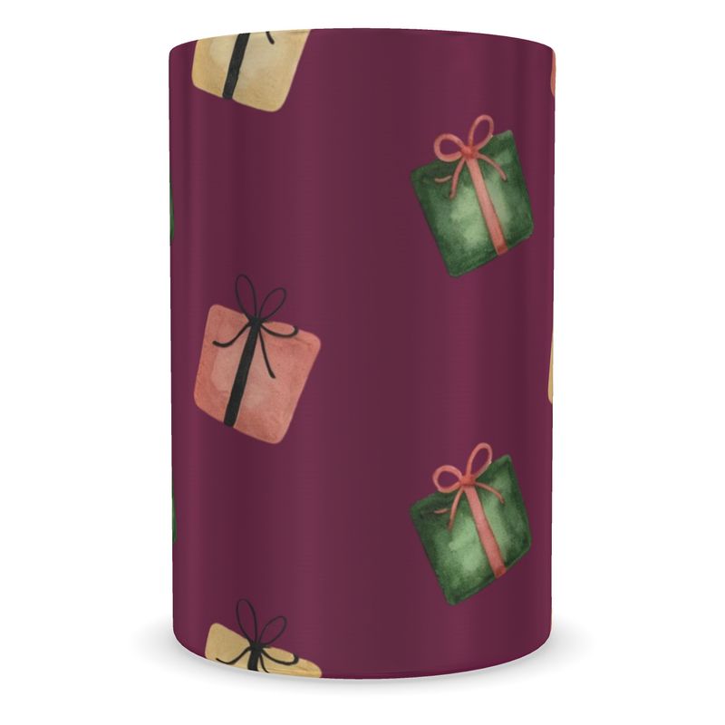 Festive Burgundy Wine Chiller with Christmas Present Motif