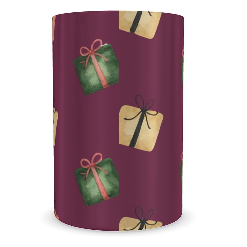 Festive Burgundy Wine Chiller with Christmas Present Motif