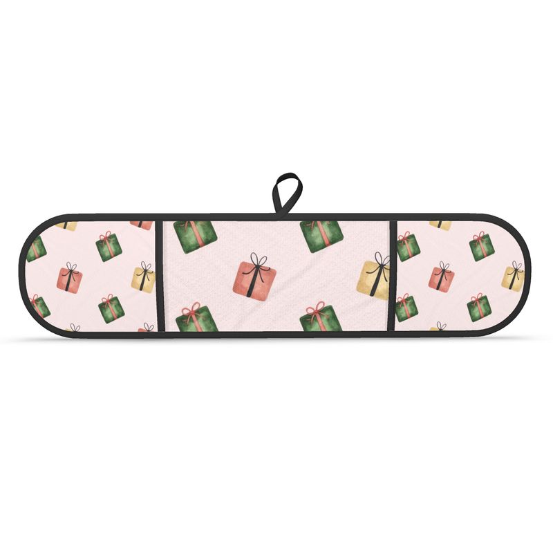 Christmas Baking Gift - Pink Festive Oven Mitts for Her