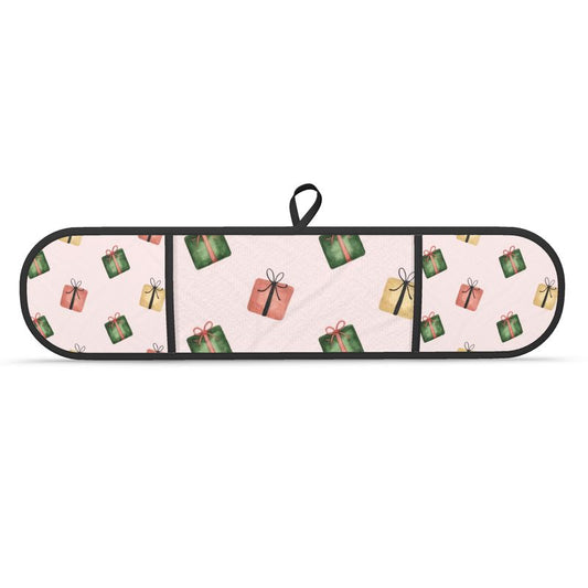 Christmas Baking Gift - Pink Festive Oven Mitts for Her