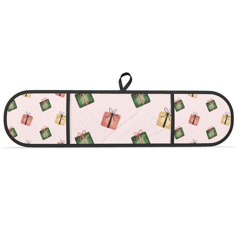 Christmas Baking Gift - Pink Festive Oven Mitts for Her