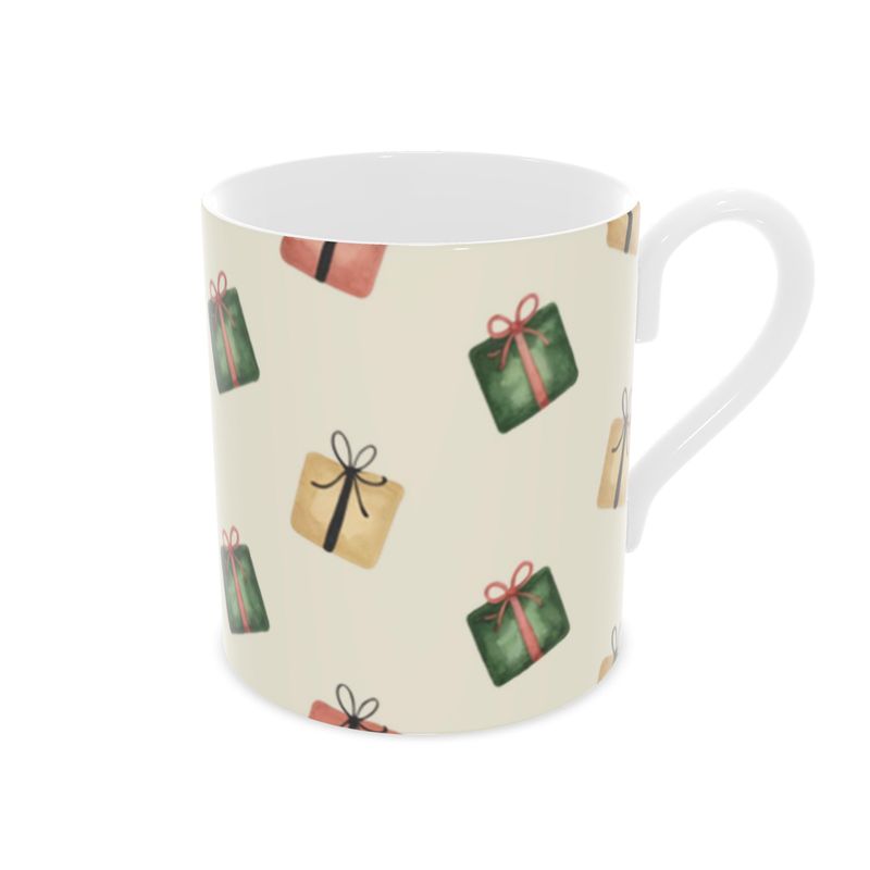 Festive Christmas Mug with Present Design - Unique Gift