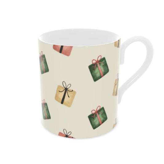 Festive Christmas Mug with Present Design - Unique Gift