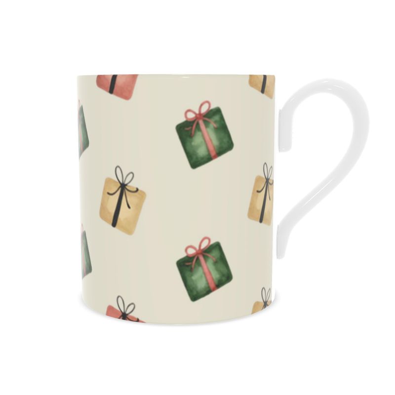 Festive Christmas Mug with Present Design - Unique Gift