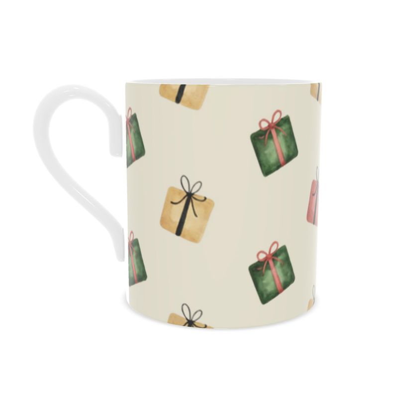 Festive Christmas Mug with Present Design - Unique Gift