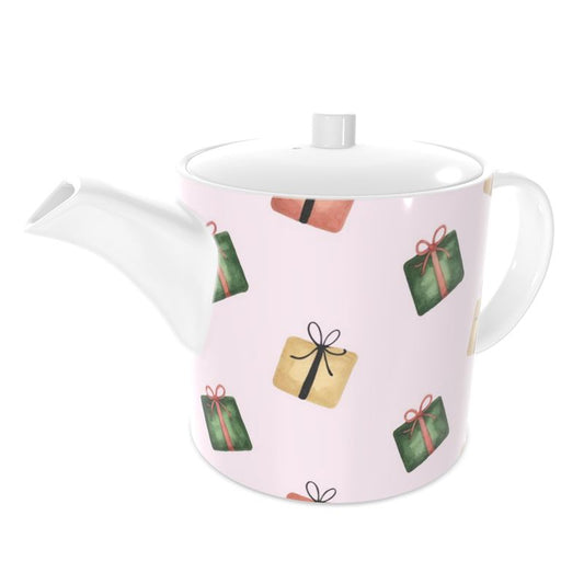 Pink Christmas Gift: Luxury Bone China Tea Pot with Elegant Design