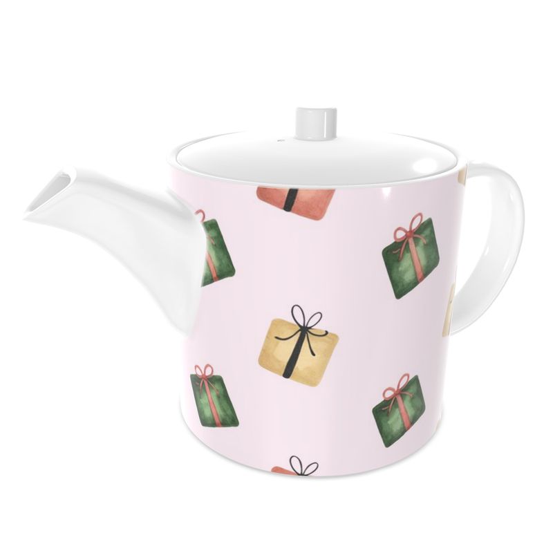 Pink Christmas Gift: Luxury Bone China Tea Pot with Elegant Design