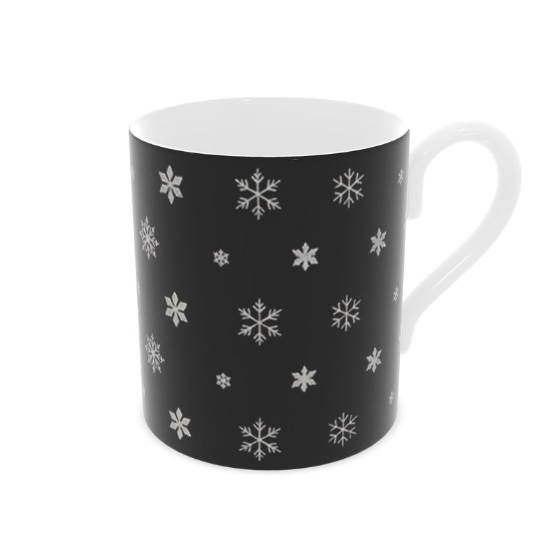 Unique Black and White Snowflake Mug