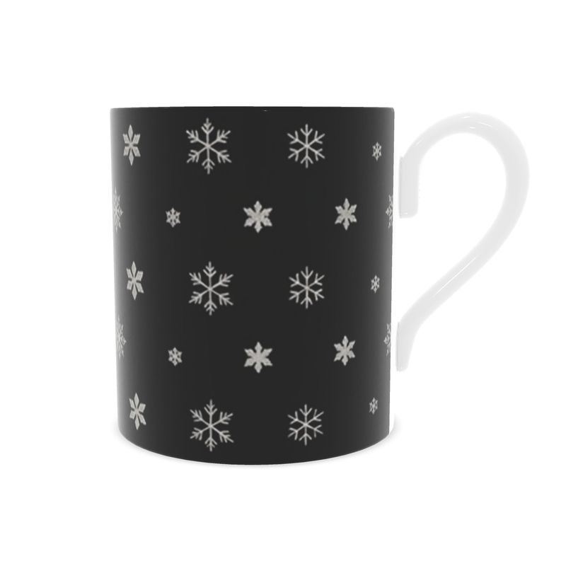 Unique Black and White Snowflake Mug