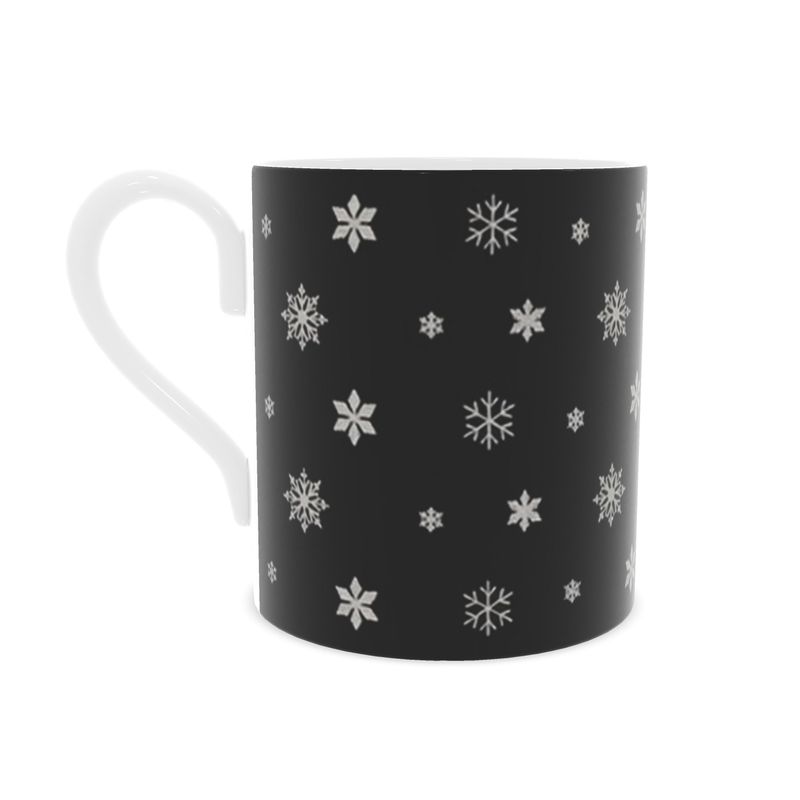 Unique Black and White Snowflake Mug