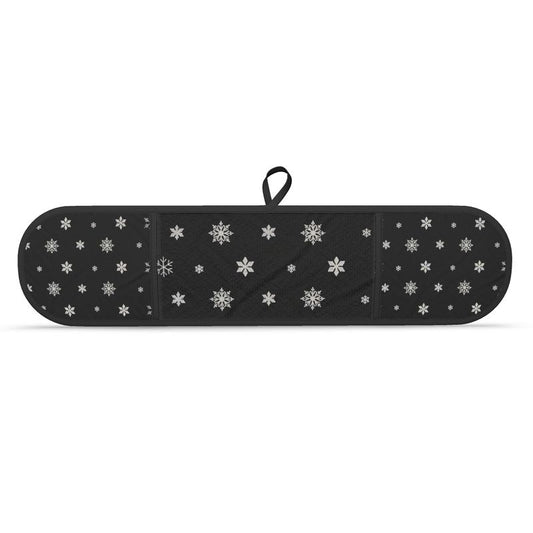 Festive Black Snowflake Oven Mitts Set for Christmas
