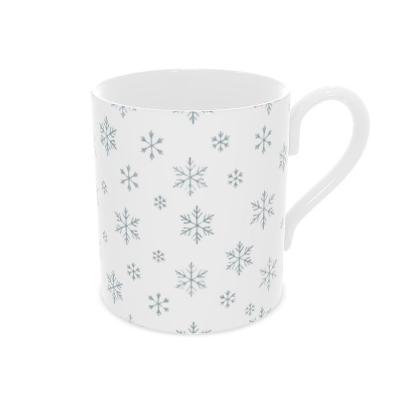 Snowflake Bone China Mug - Winter Coffee Cup - Holiday Gift
