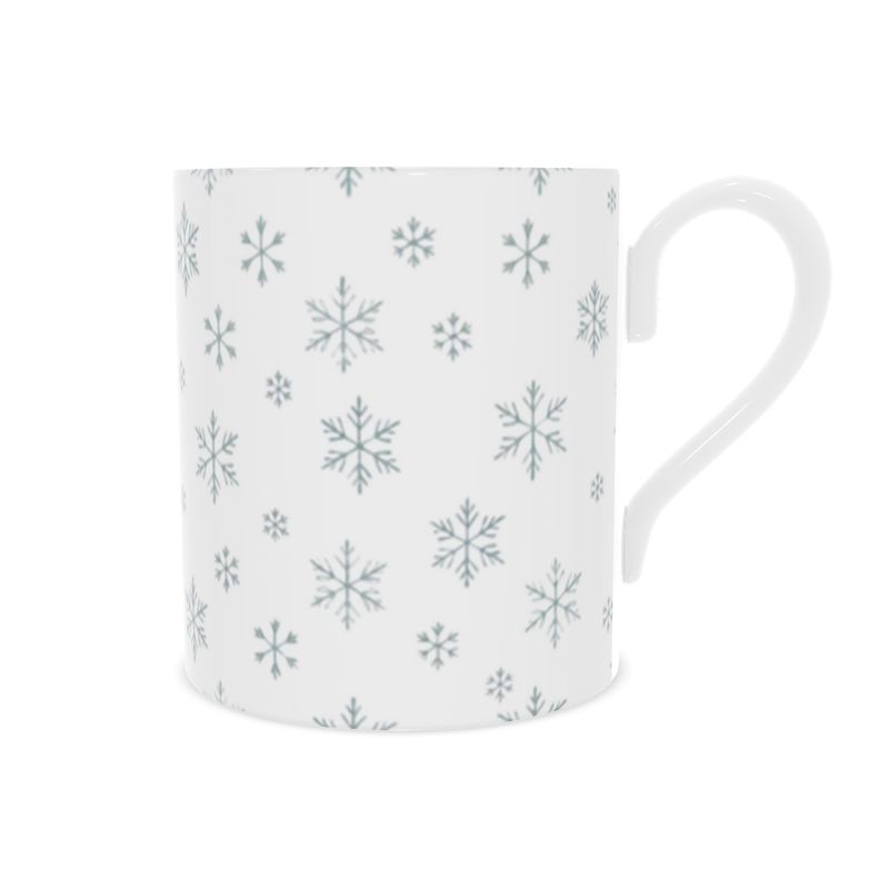 Snowflake Bone China Mug - Winter Coffee Cup - Holiday Gift