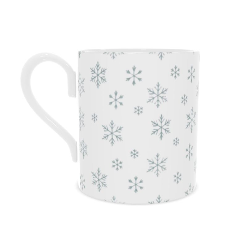 Snowflake Bone China Mug - Winter Coffee Cup - Holiday Gift