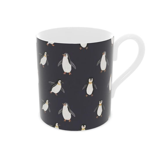 Festive Penguins Ceramic Mug in Navy Blue