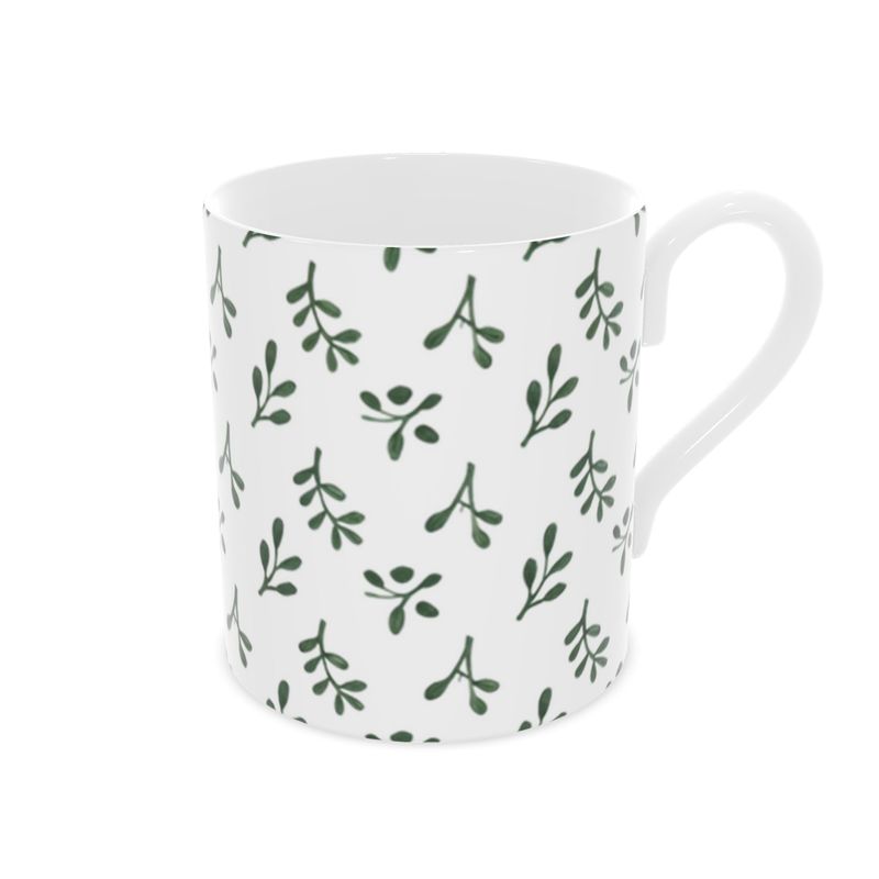 Holiday Gift Idea: Christmas Mistletoe China Mug - Unique Seasonal Drinkware