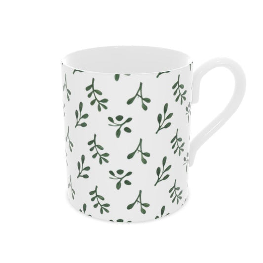 Holiday Gift Idea: Christmas Mistletoe China Mug - Unique Seasonal Drinkware