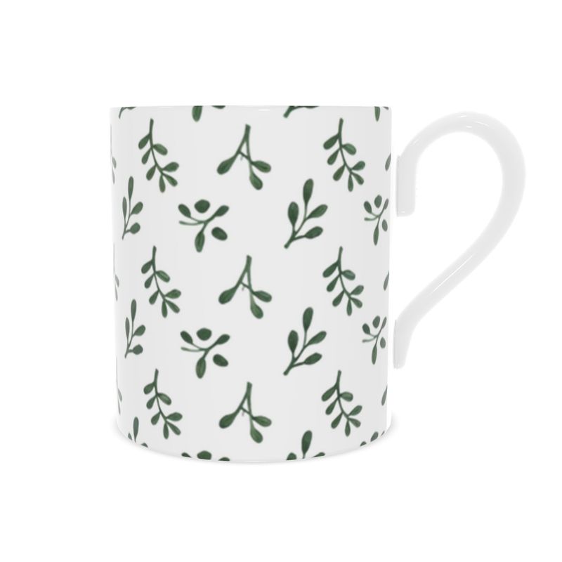 Holiday Gift Idea: Christmas Mistletoe China Mug - Unique Seasonal Drinkware