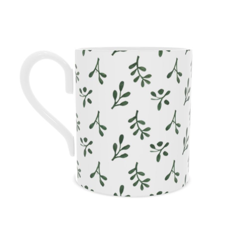 Holiday Gift Idea: Christmas Mistletoe China Mug - Unique Seasonal Drinkware