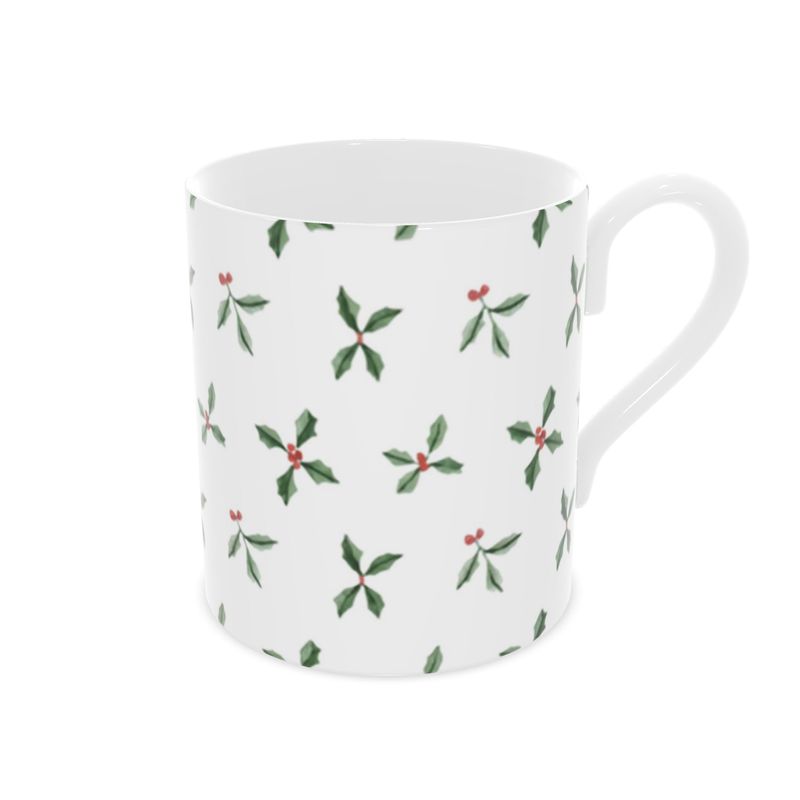 Festive Christmas Holly and Berry China Mug