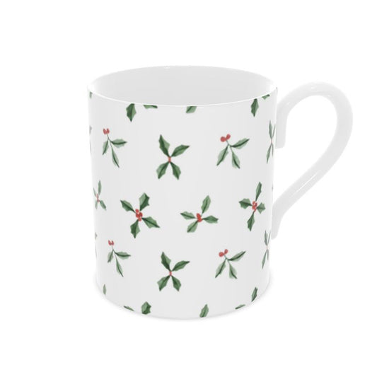 Festive Christmas Holly and Berry China Mug