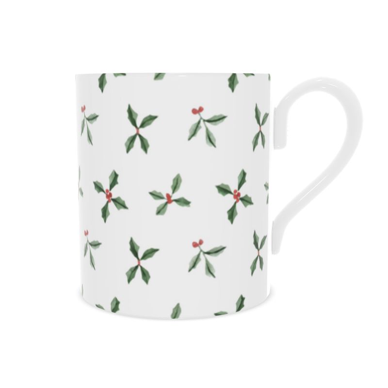 Festive Christmas Holly and Berry China Mug