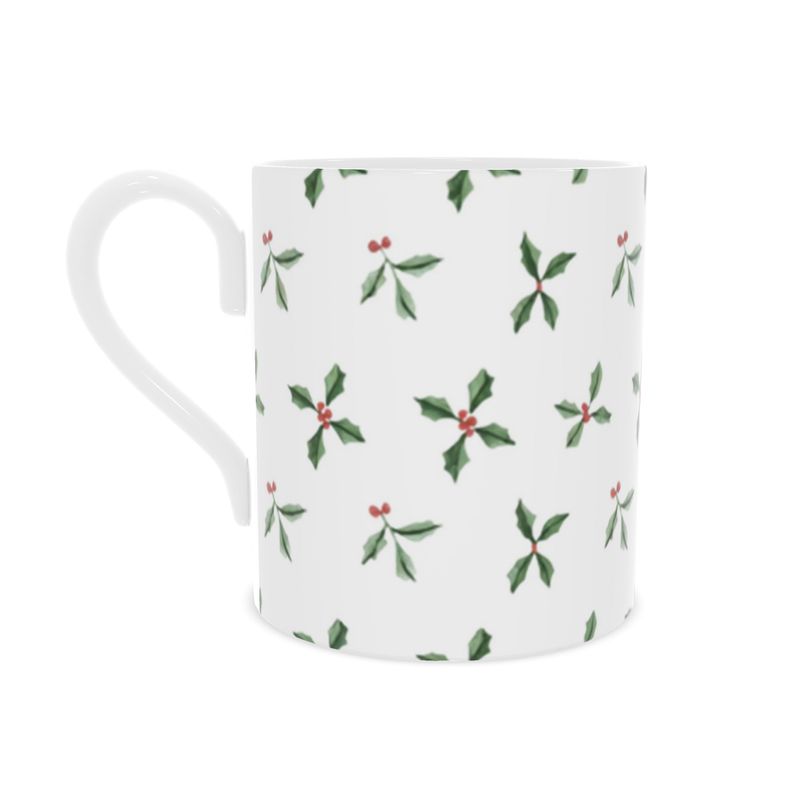 Festive Christmas Holly and Berry China Mug