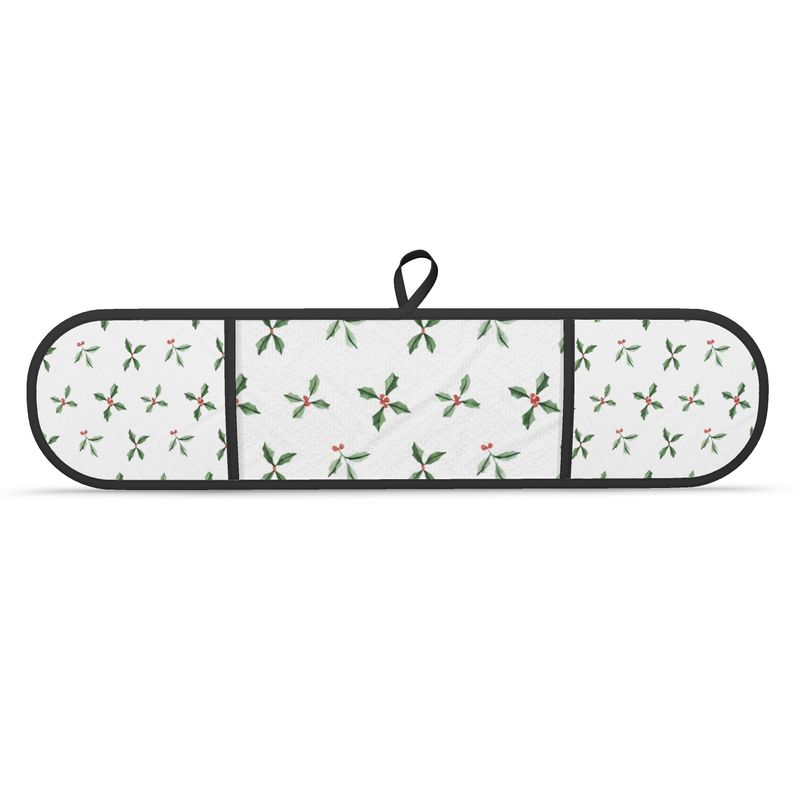 Festive Holly and Berry Double Oven Gloves for Christmas