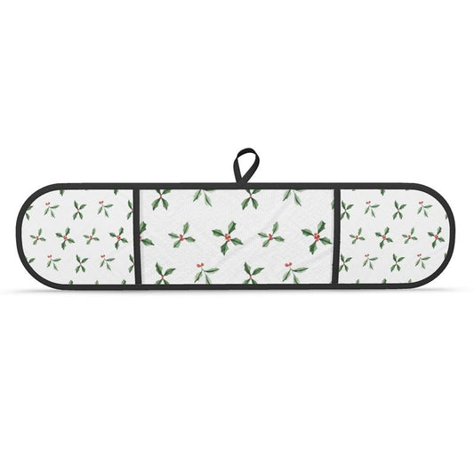 Festive Holly and Berry Double Oven Gloves for Christmas
