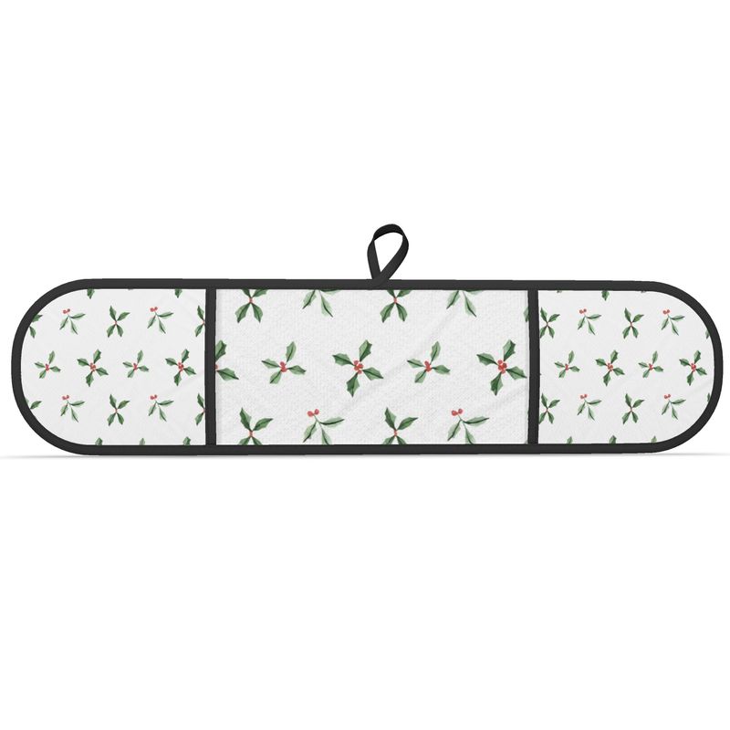 Festive Holly and Berry Double Oven Gloves for Christmas