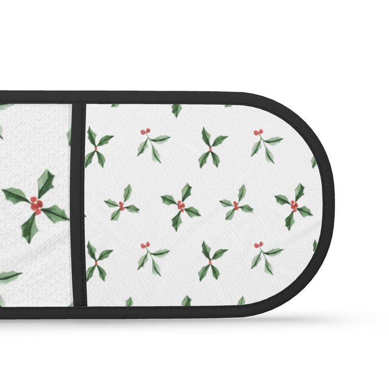 Festive Holly and Berry Double Oven Gloves for Christmas