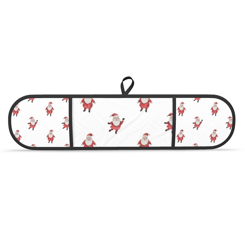 Unique Christmas Double Oven Gloves - Santa Print Luxury Kitchen Linens