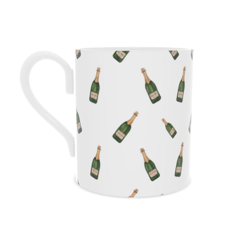 Holiday Gift Idea: Christmas Champagne Bottle Mug in Bone China